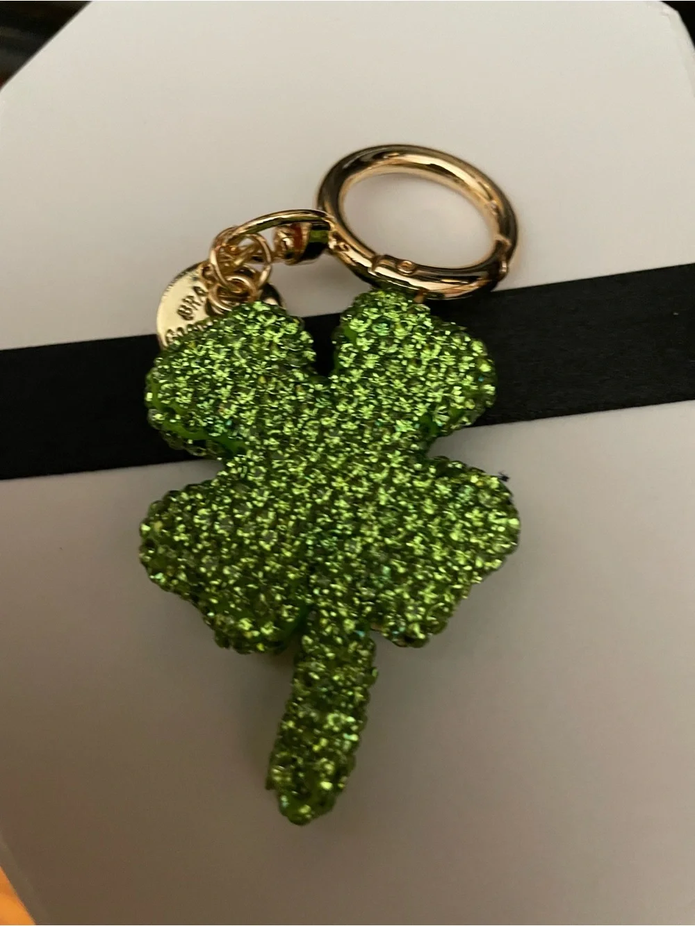 Green Crystal Four-Leaf Clover ☘️ Keychain nwt